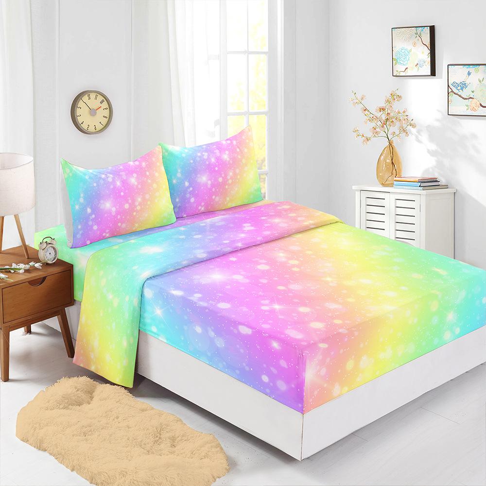 Four-Piece Mattress Color Gradual Change Panda 3D Digital Printing Kit Mattress Protective Cover