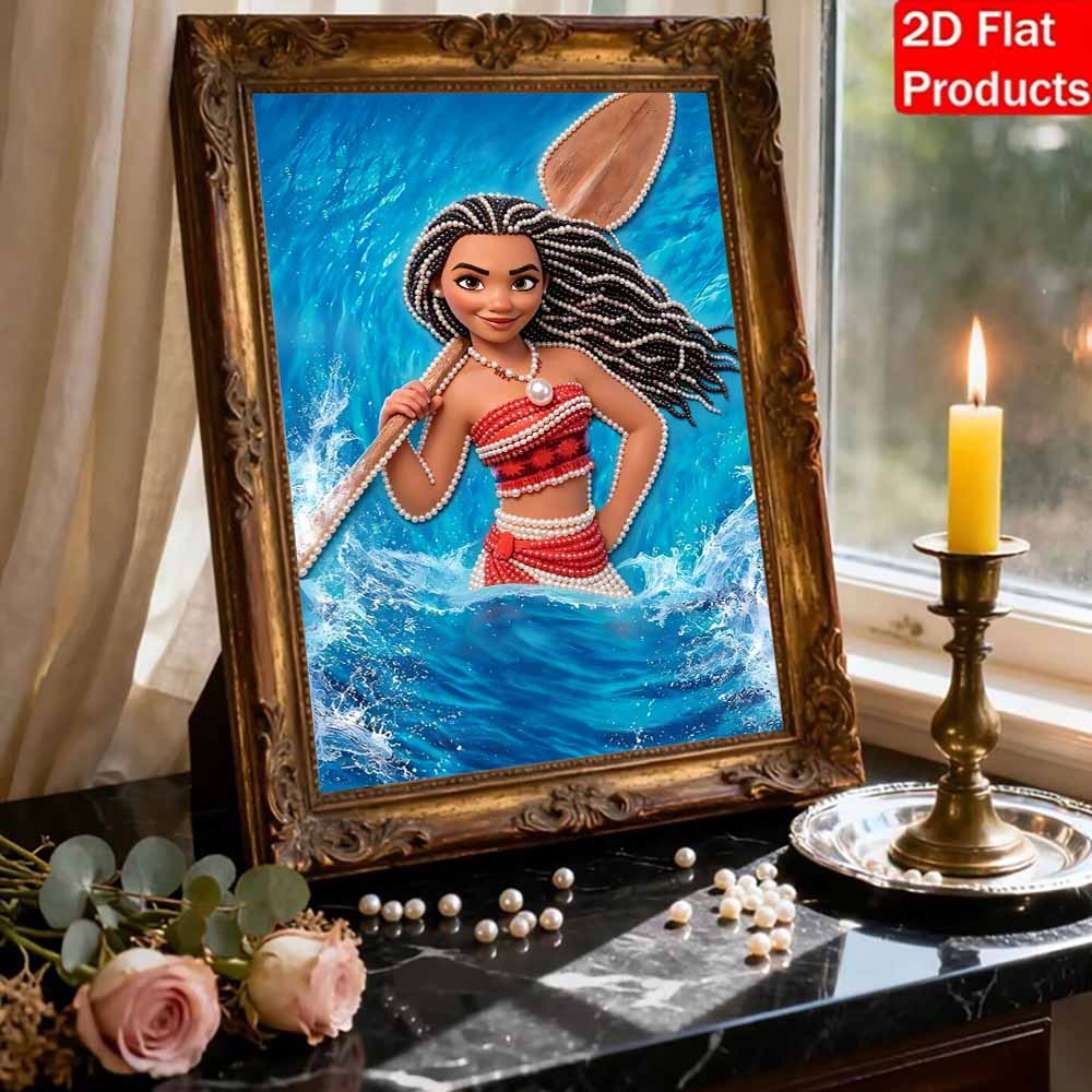 Disney Pearl Painting Moana Handmade DIY Pearl Gemstone Painting Pictures Crafts Special Shape Home Wall Decoration