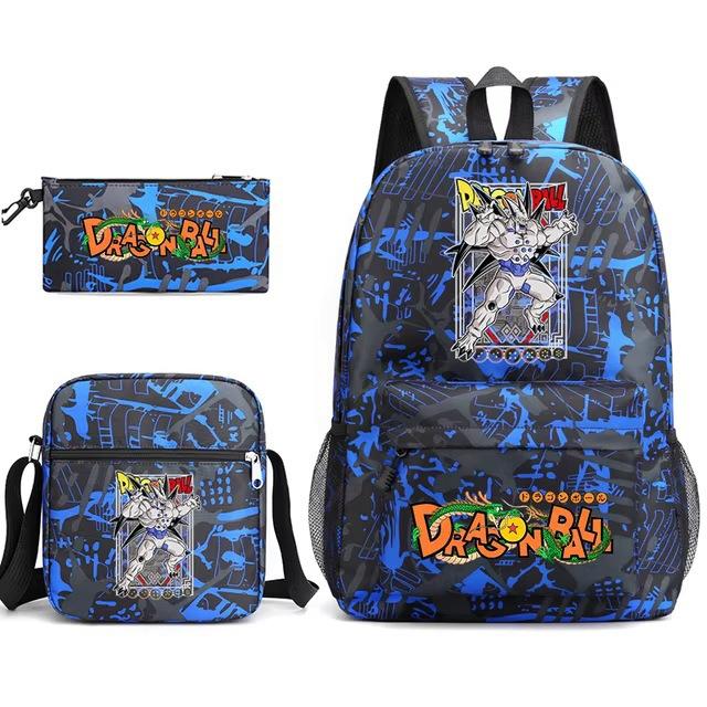 Dragon Ball Z Printed Backpack Set 3-Piece Casual School Bag For Boys And Girls Youth With Pencil Case Shoulder Bag