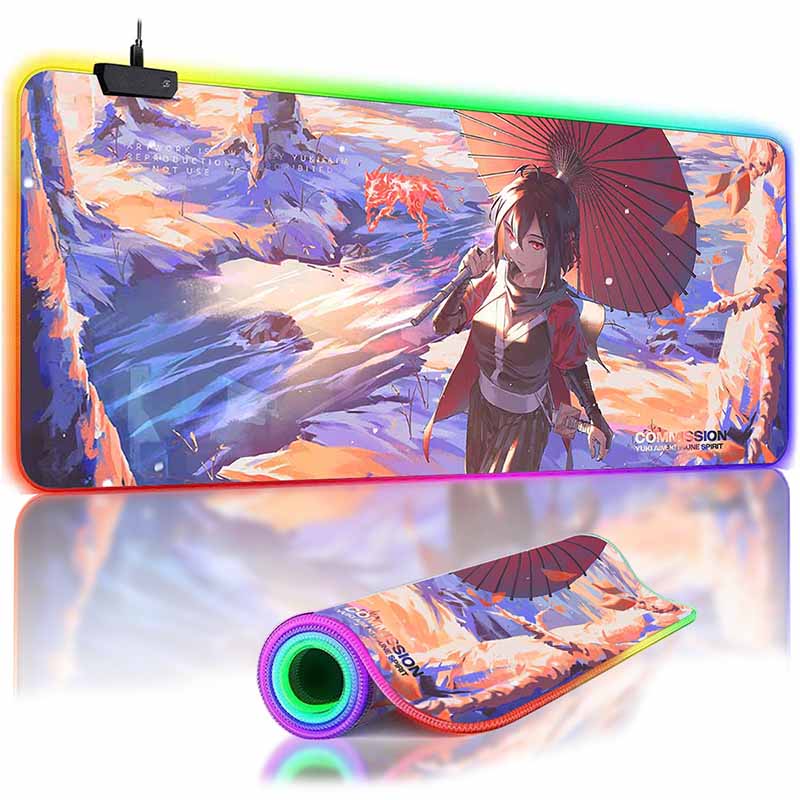 Anime Mask Girl Mouse Pad Yuki Aim Large Mouse Mat E-Sports Gamer Desk Pads Non-Slip Rubber Premium Mouse Pad XXL Keyboard Mats