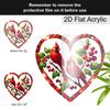 Acrylic Heart-Shaped Cardinal Birds Christmas Suncatcher Stained Glass Effect Window Hanging Ornament Bird Lover Holiday Gifts