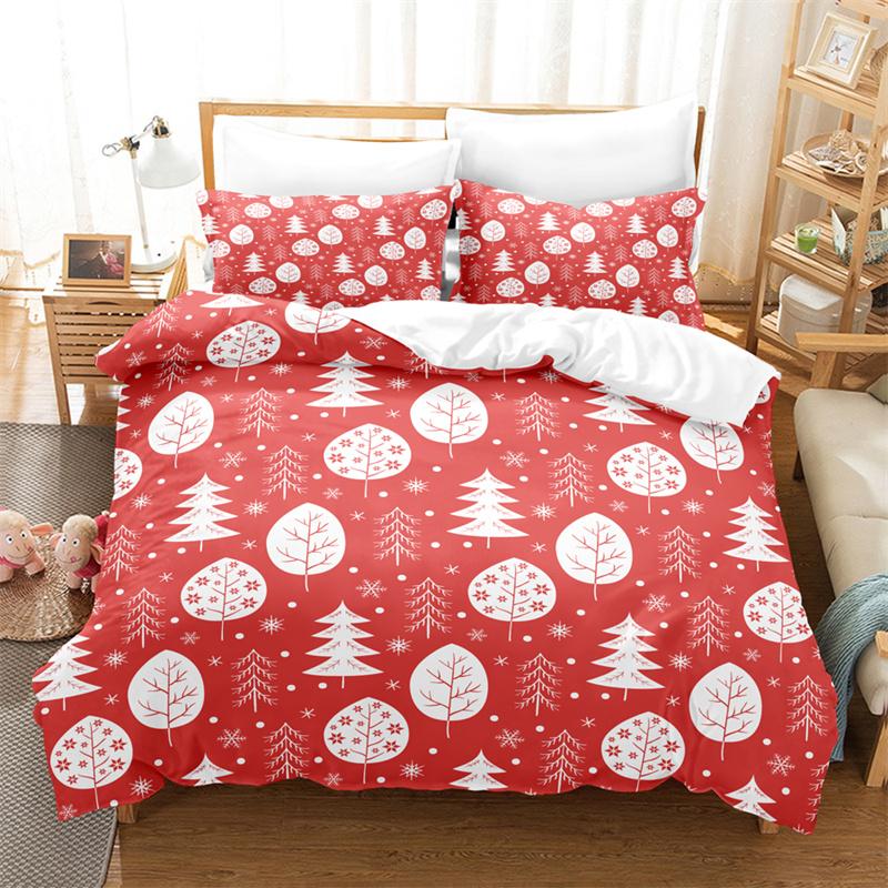 Merry Christmas Duvet Cover Set Twin King Queen Cartoon Santa Claus Bedding Set Polyester Christmas Gingerbread Man Quilt Cover