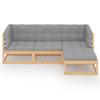4 Piece Garden Lounge Set with Cushions Solid Pine Wood