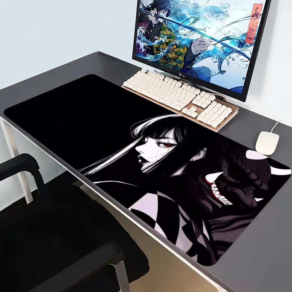 Dark Anime Girl Large Gaming Mouse Pad Non Slip Rubber Stitched Edge Hd Print Desk Mat For Pc Gamer Laptop Office Tableaccessory