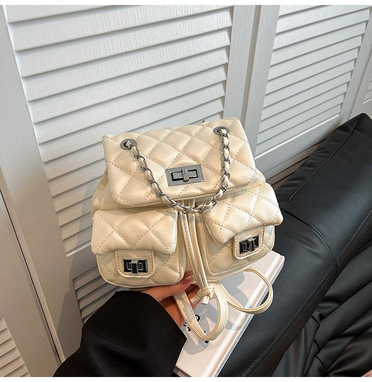 Korean Niche College Style Backpack 2025 New Fashion Casual Shoulder Bag Diamond Cute Multi-pocket Backpack