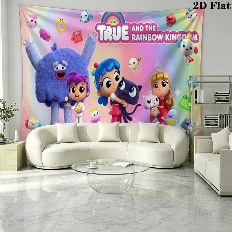 True and the Rainbow Kingdom Wall Tapestry Aesthetic Wall Hanging Printed Fabric Blanket Decorative Tapestries for Bedroom Living Room Home Decor