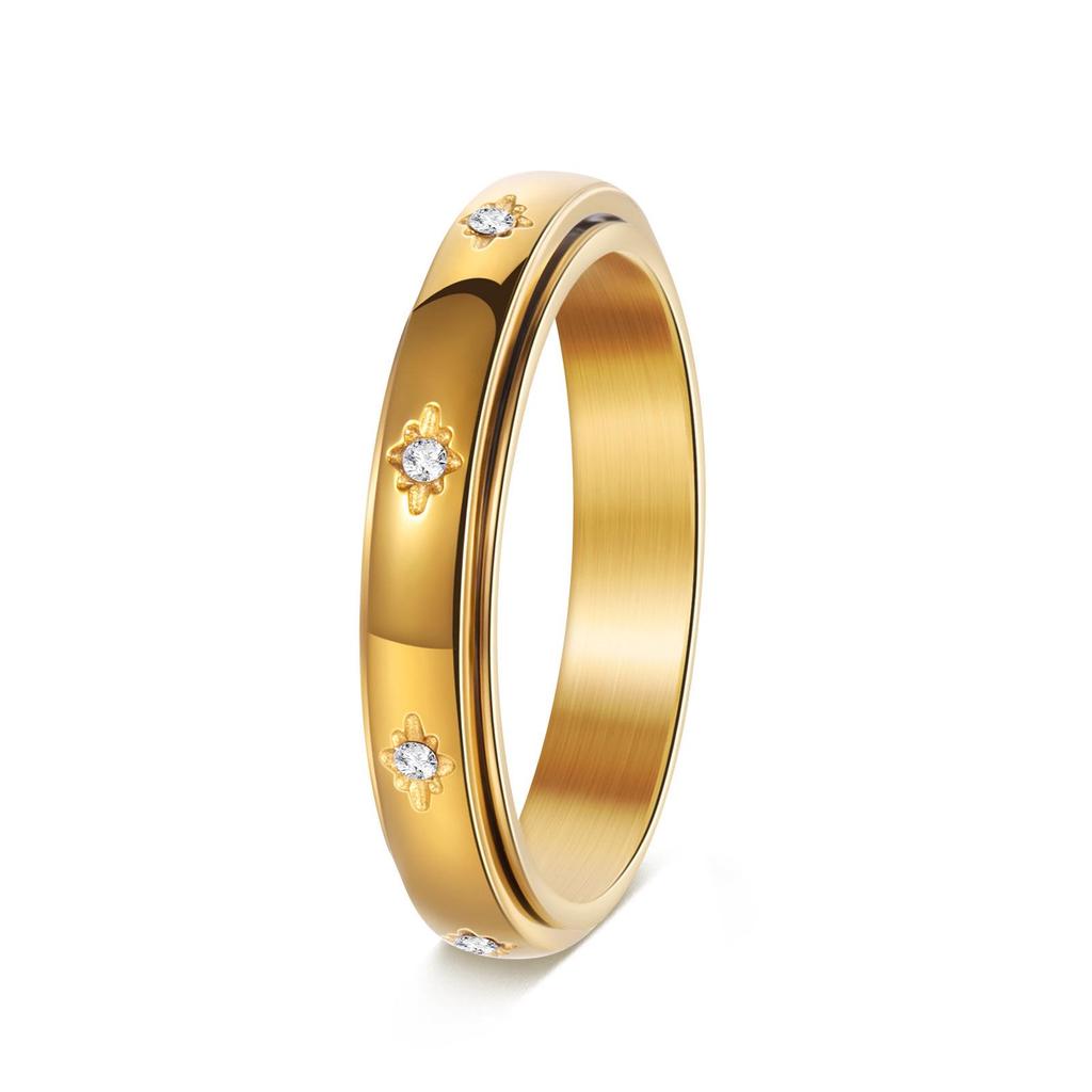 European Women's Diamond-Inlaid Stainless Steel Jewelry Set: Ring, Bracelet, Necklace