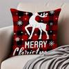 Happy Red Festive Cozy Art Merry Christmas Cushion Cover Pillowcase Anti-Dustmite Invisible Zipper Short Plush Sofa Cushion