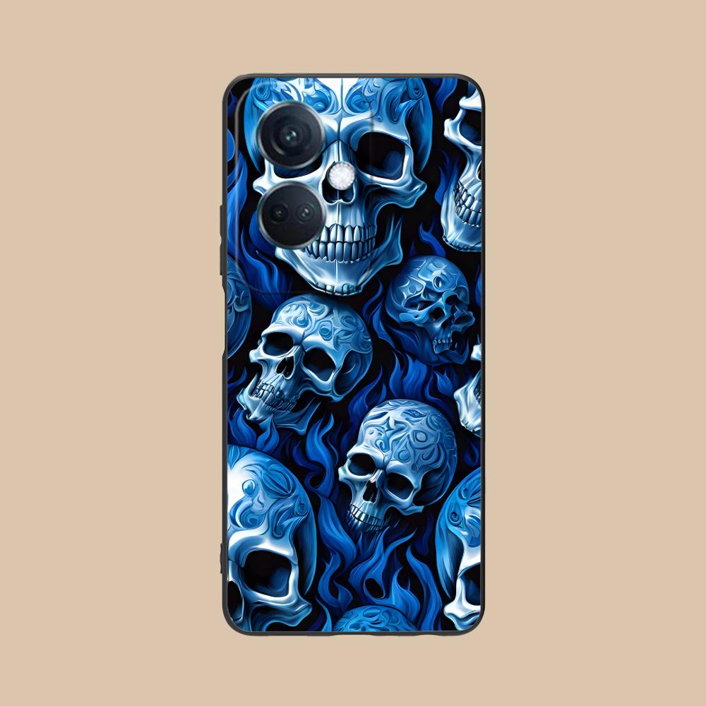 

Luxury Silver Skull Mobile Phone Case for OPPO Reno 14 13 12 11 10 9 8 7 6 5 F T Pro 5G Colorful Printing Cover Cover Cellphones OPPO Reno5 5G