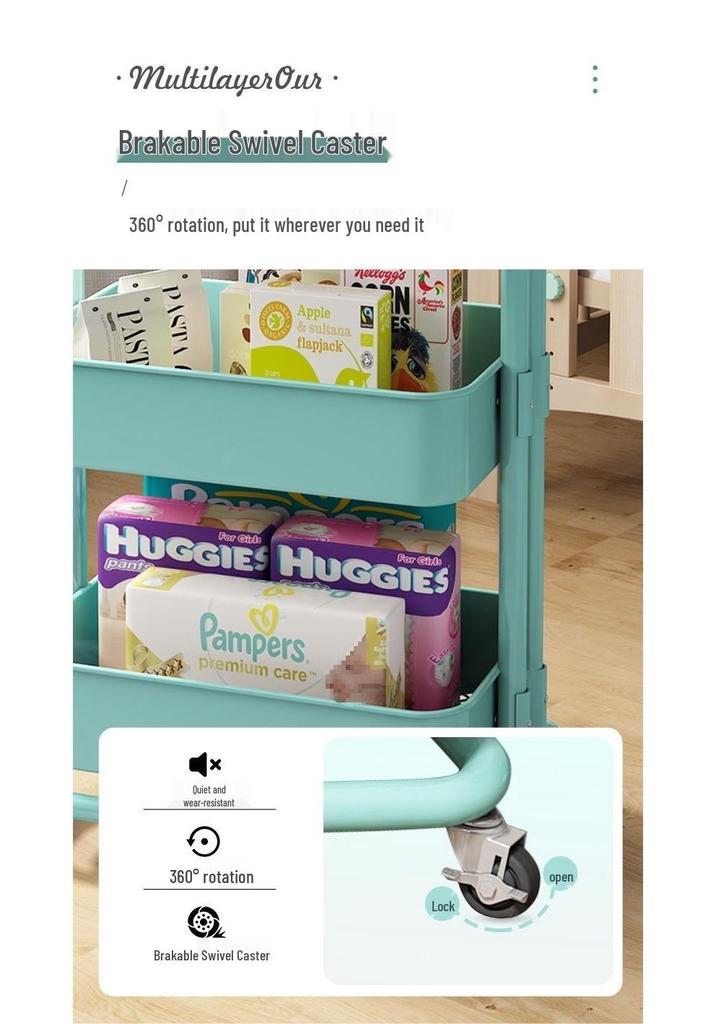 Three-Tier Beauty Salon Storage Cart for Hair and Spa Tools