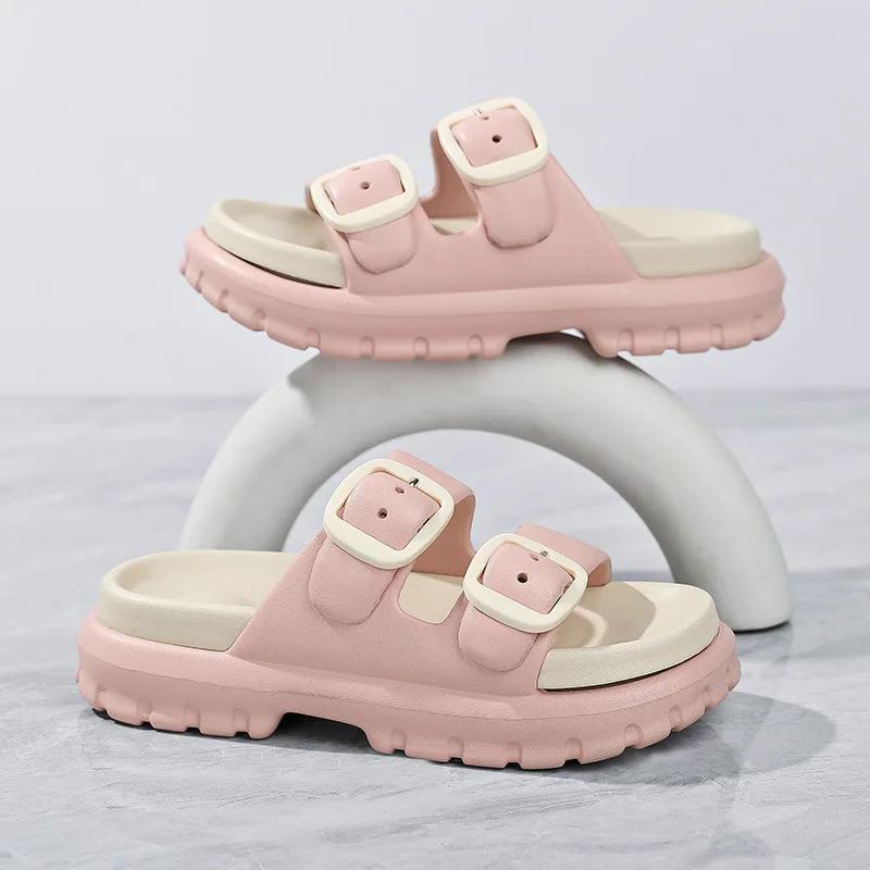 Fashion Black Platform Sandals Summer Beach Unisex Sandals  Wear Outside Slippers Indoor Sandals Fashion Women Shoes Outdoor Men Shoes