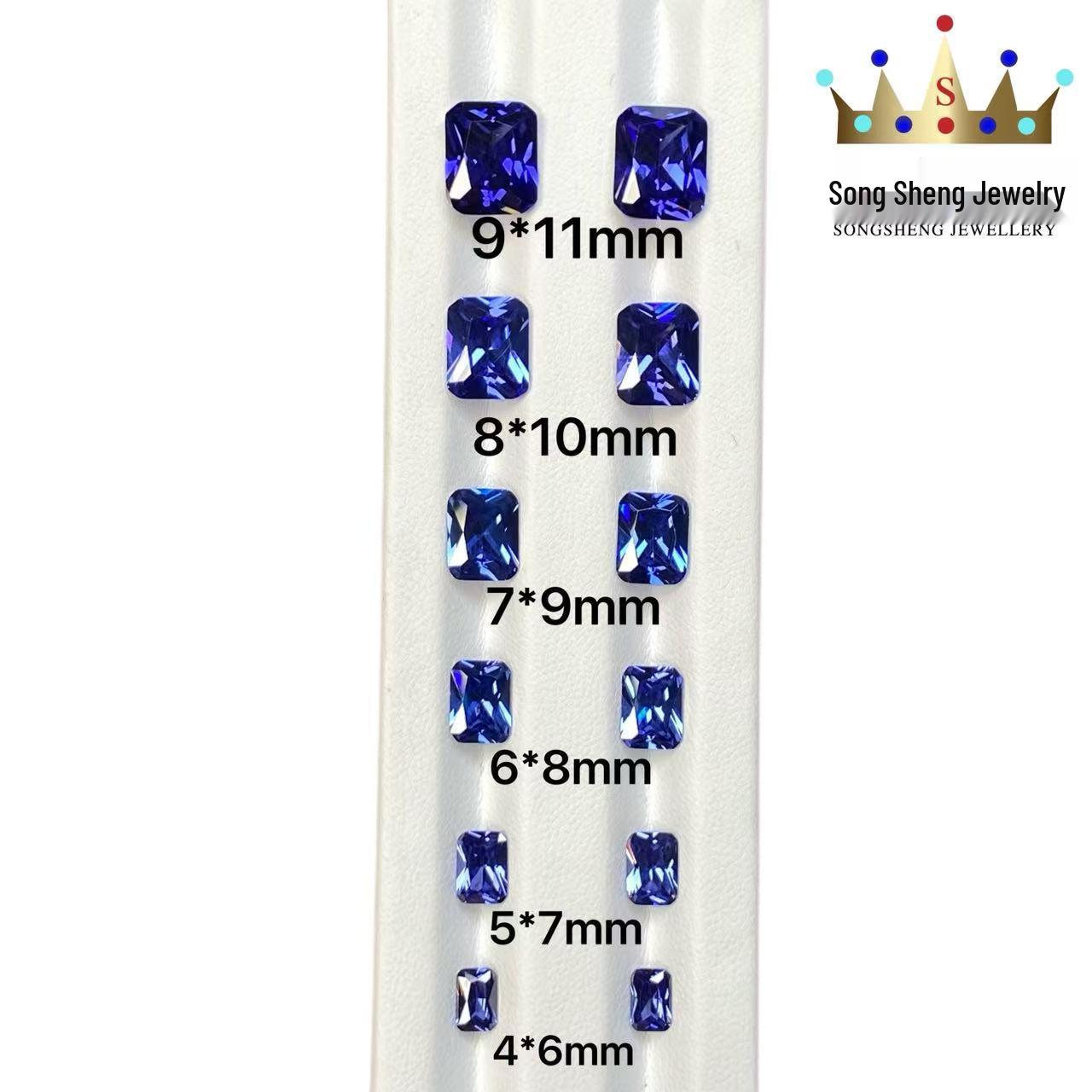 Rectangular Princess Cut Cultivated Tanzanite Cubic Zirconia 5A Grade Faceted Gemstone with Intense Color Rectangular Princess Cut 4x6mm