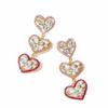 European & American Love Heart Multi-layer Rhinestone Dangle Earrings
