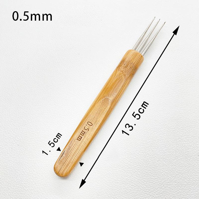 3Pcs 0.5/0.75Mm Wooden Hair Crochet Needle Dreadlocks Braids Hair Crochet Hook Single/Double/Three Head Hair Crocheting Needles