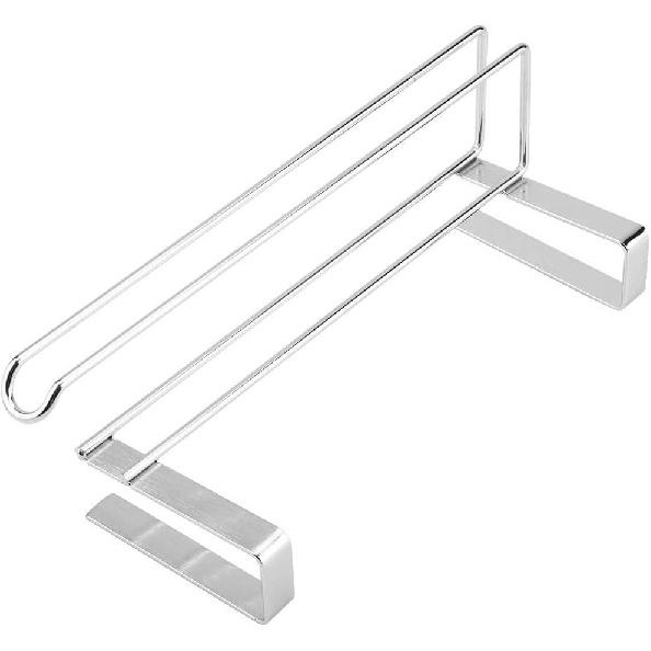 Sturdy and Durable Stainless Steel Kitchen Over Door Roll Paper Holder Paper Towel Rack Hanger