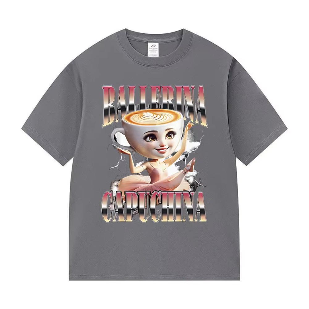 

Итальянская Балерина Мозговая Гниль Капуцина Смешная Мем Футболка Мужская Женская Мода Харадзюку Футболки Летняя Горячая Распродажа Хлопок Мужские Футболки 4XL