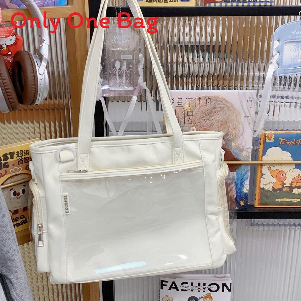 Youth Campus Nylon Crossbody Bag With Transparent Layer For Daily Casual Use