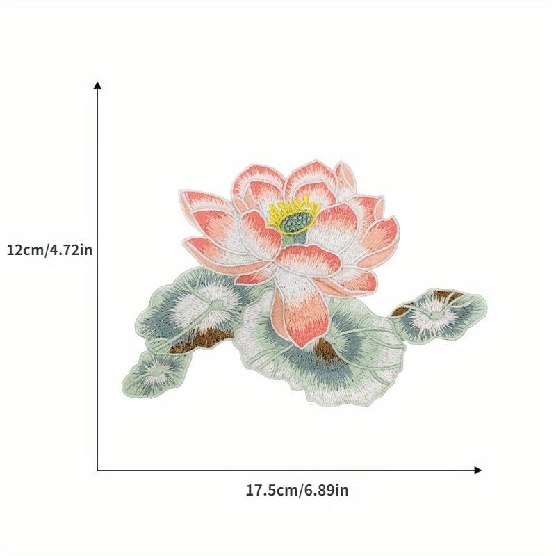 Lotus Embroidery Cloth Sticker Clothing Decoration Sticker Luggage Gift Box Decoration Accessory Floral Adhesive Patch Sticker