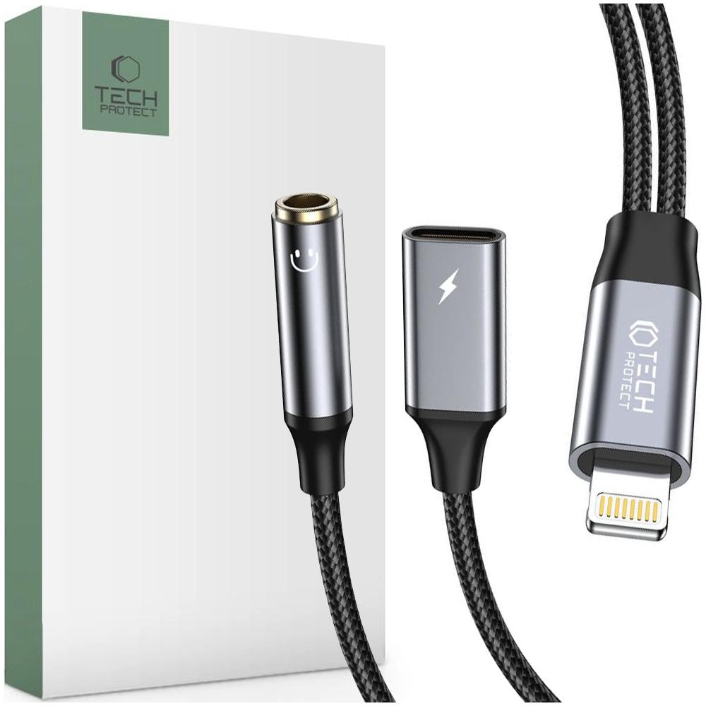 Tech-Protect UltraBoost Lightning Cable (Male) / Mini Jack 3.5mm (Female) - Lightning (Female) - Black