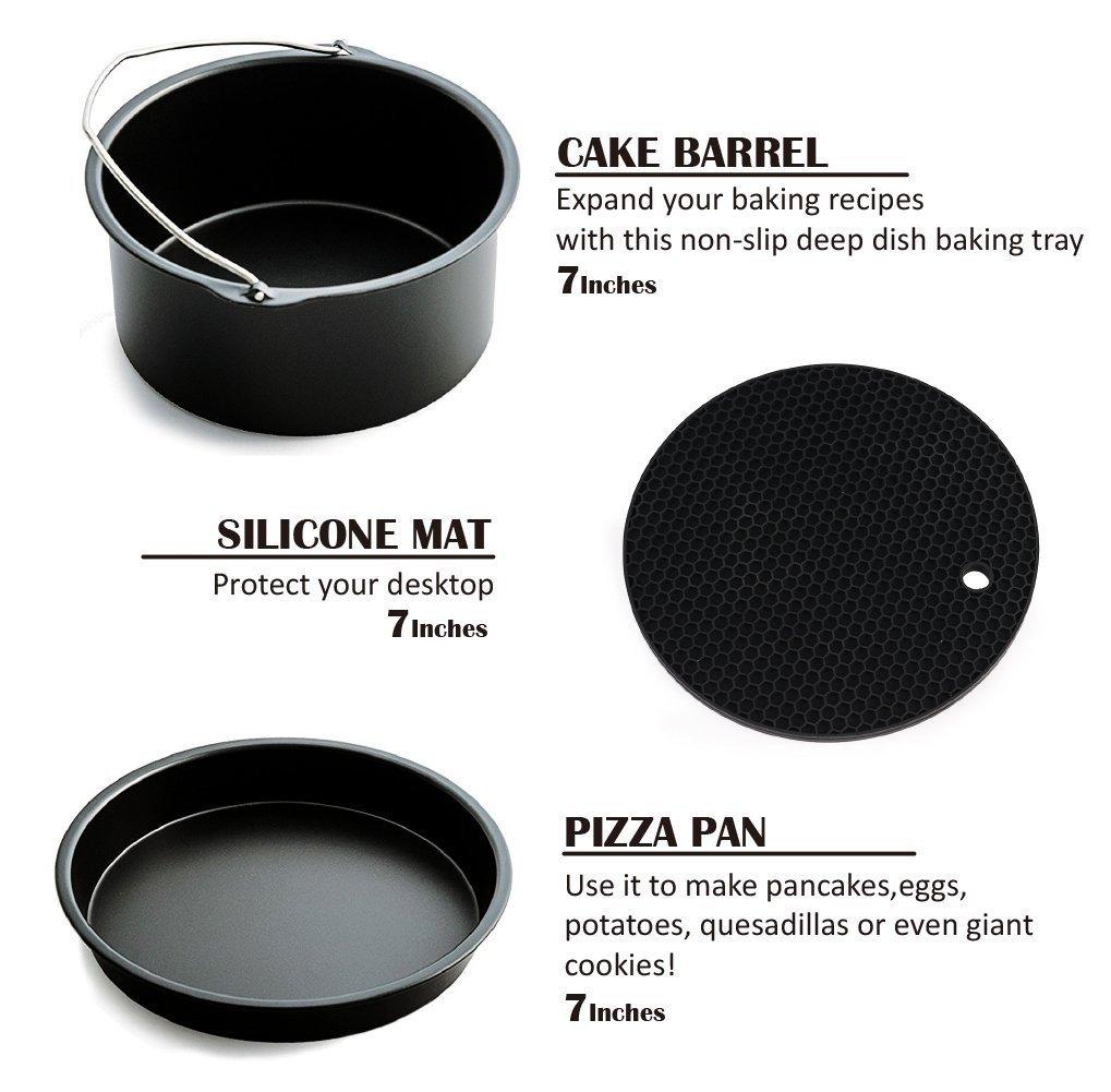   Fryer Accessories Electric Fryer Baking Basket Pizza Tray Steam Rack 7 Inch 3-Piece Set
