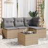 Vidaxl 5-Cz. Set di Mobili da Giardino con Cuscini, Beige, Polyrattan
