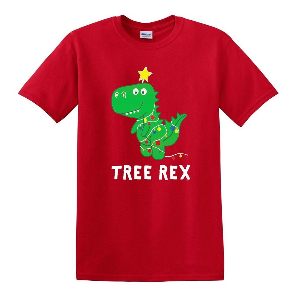 Christmas Tree Rex T-shirt Tea Rex Dinosaur Lights Xmas Gift Funny T-shirt Top