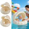 Kid Float with Canopy Baby Swimming Ring with Sunshade Inflatable Baby Pool Float Mat Kid Swimming Float Water Play Supplies