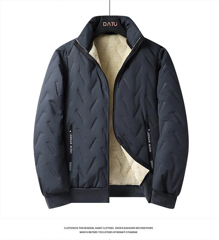 Men's Ultrasonic Lambswool Three-Piece Winter Set: Warm Vest, Stand Collar Cotton Jacket, Plus Velvet Pants