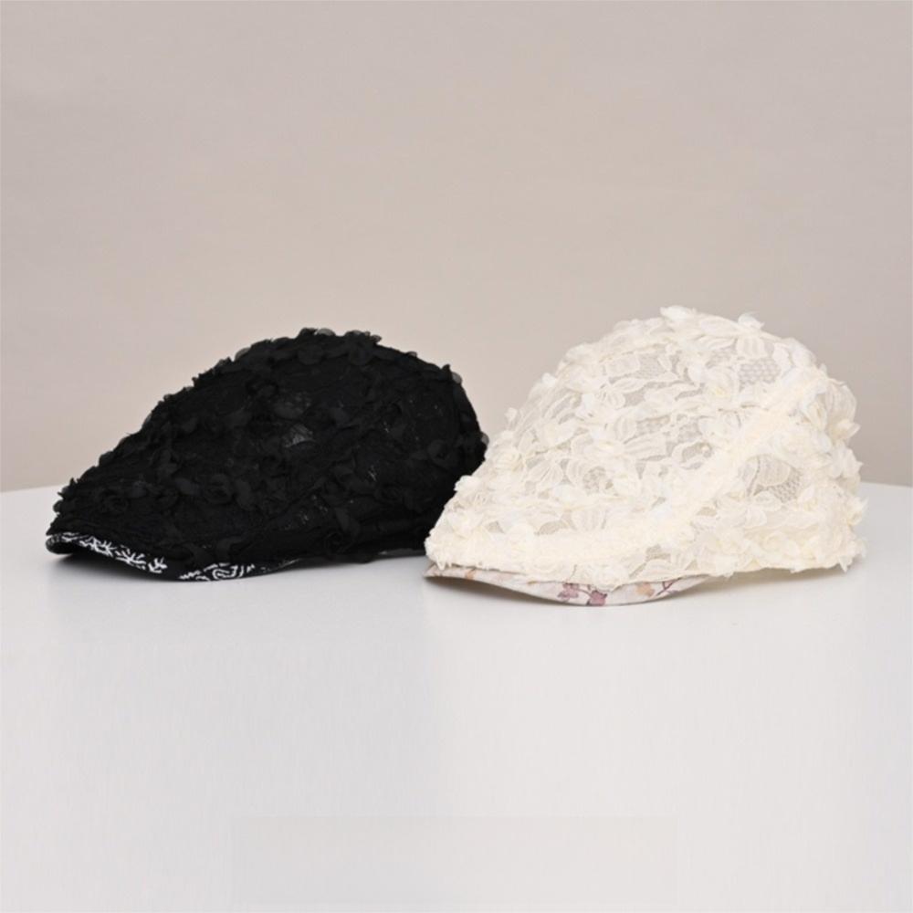 Sweet Lace Mesh Cap Breathable Floral Artist Painter Hat Fashion Duck Tongue Hat Women
