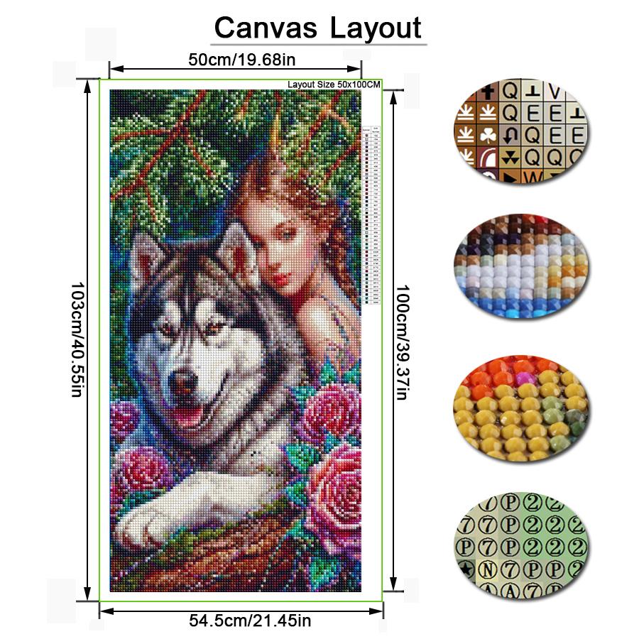 Women and Wolf Large Size Diamond Painting New Collection Wild Animals Diy Full Drill Rhinestone Embroidery Mosaic Cross Stitch Kits