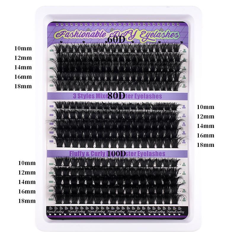 230-300 Clusters Voluminous D-Curve Segment False Eyelashes DIY Kit