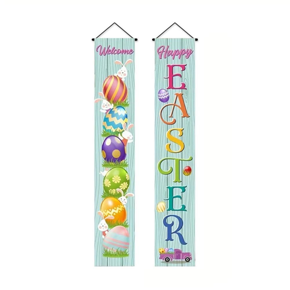 Polyester Happy Easter Couplet Vibrant Easter Door Decoration Easter Door Banners  Festive Home