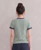 ADERNM Slub Stripe Ringer Crop T Green