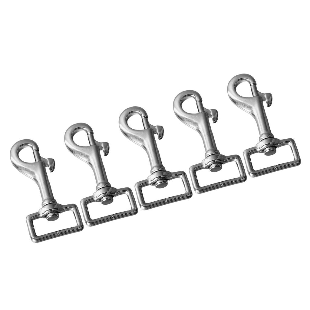 5PCS 27mm Square Tail Snap Hooks 360 Degree Rotating Hook 316 Stainless Steel Spring Shackles for Belt Dog Leash