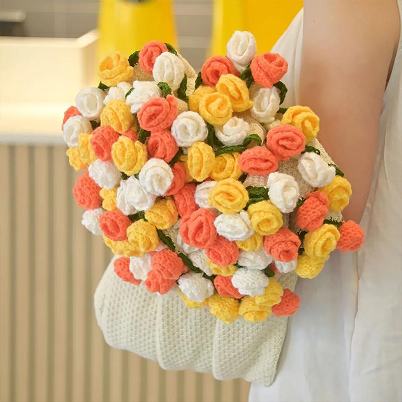 Fertiges gehäkeltes Blumenstrauß-Decke Handgemachte Rosen-Decke Gestrickte Rosen-Überwurfdecken Romantisches Geschenk zum Muttertag Hochzeit