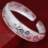 Jin Yali Silver-Plated Magpie Lotus Wide Open Bracelet for Women