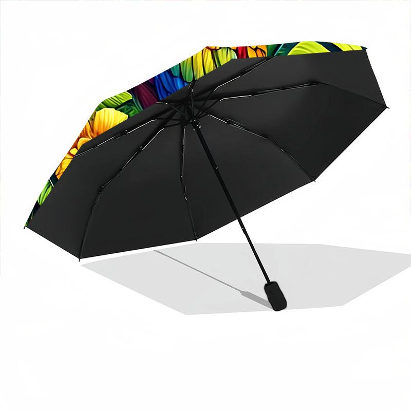 1pc Parrot Automatic Folding Umbrella, Lightweight Retractable Compact Travel Umbrella, 8-Rib Sturdy Frame038