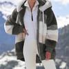 Women's Loose Fit Multi-Color Plush Hooded Jacket - Autumn/Winter 2021