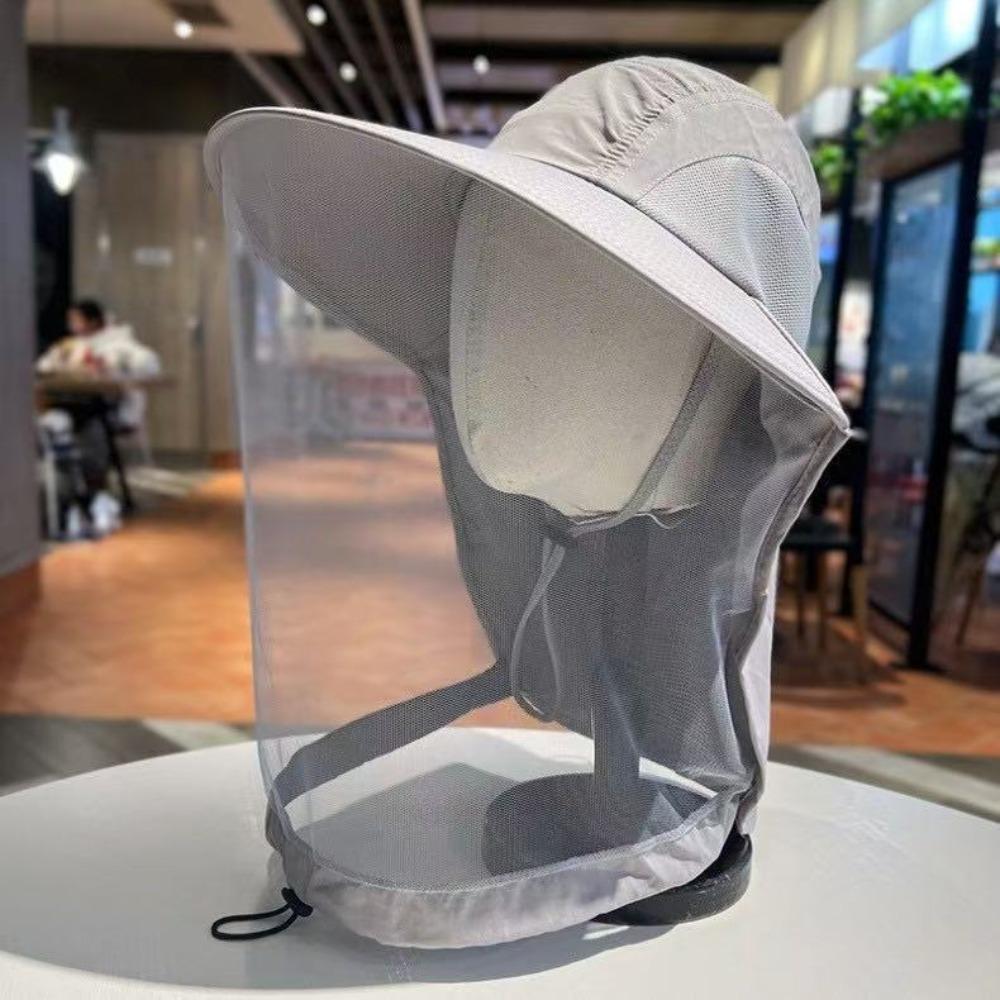 

Outdoor Sunscreen Summer Mosquito Hat Foldable Bucket Hat Fishing Sun Cap Camping Hiking светло-серый