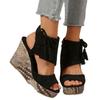 Large Size Wedge Heel Sandals Women's Spring and Summer Fringed High Heel Fish Mouth Platform Women's Shoes Muffin Sole Shoes