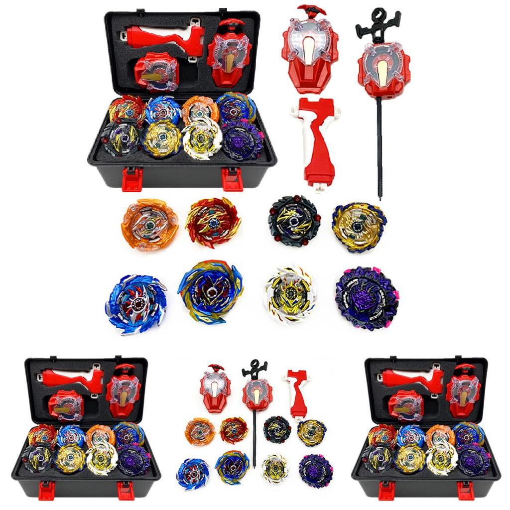 Super King 8-teiliges Gyro Burst Beyblade-Set mit funkelndem Launcher und Aufbewahrungsbox