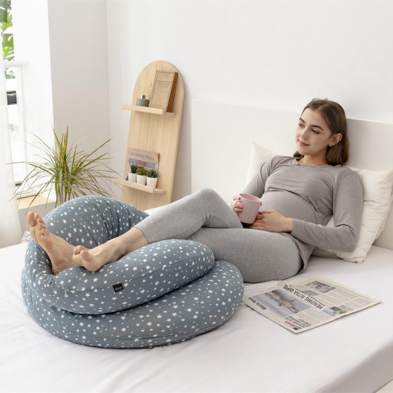 New Star C-Shaped Pregnancy Pillow: Pure Cotton, Solid Color, Provides Belly Support, Waist Protection, and Side Sleep Comfort.