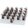 21Pcs/lot Dane Iron Feet Eomer Rohan Warriorr Vs Uruk Hai Army Figrues With Shield Sword Bow Spear Building Blocks Toys for Kids