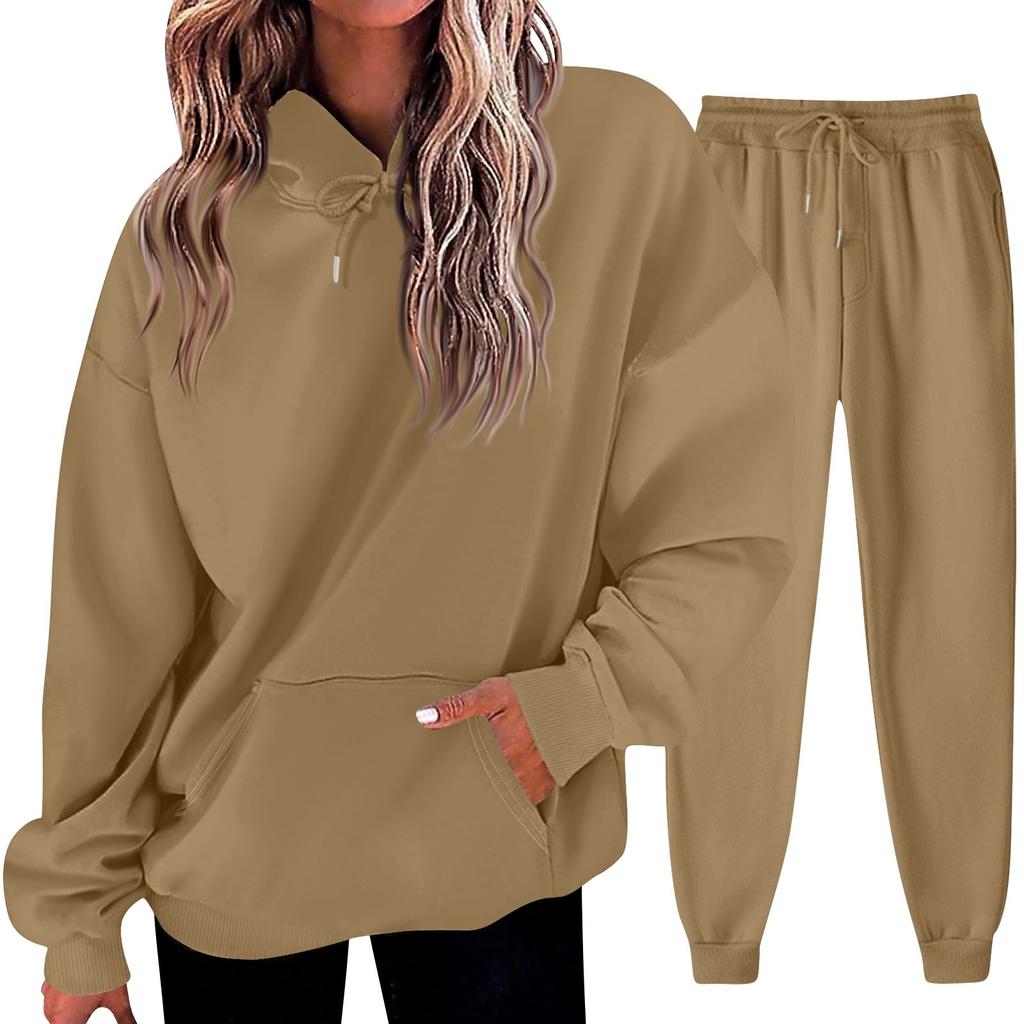Women's Solid Color Sweatshirt Set (sweatshirt + Sweatpants)