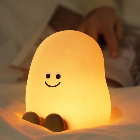 Kids Night Light with 3 Brightness Levels And 7 Color Modes Potato Design Soft Silicone Touch Rechargeable 30-Min Timer Bedside Lamp