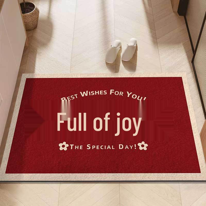 Red Festive Non-slip Water-absorbing Entryway Door Mat