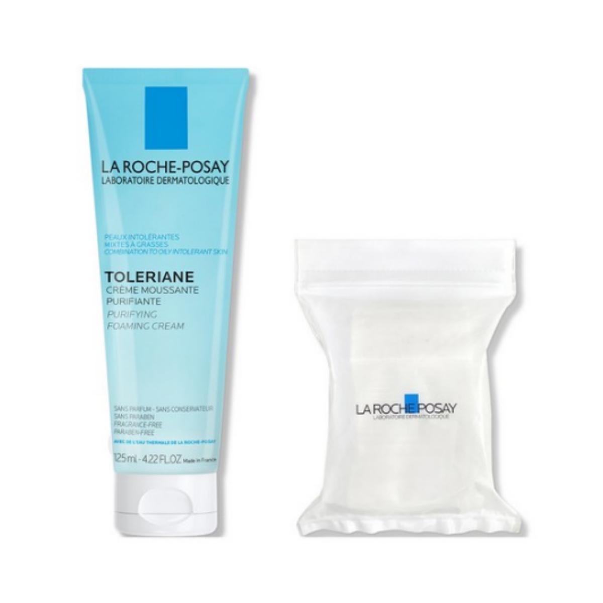 

La Roche‑Posay Toleriane Очищающий пенящийся крем для умывания 125 мл + Веганские ватные диски 30 шт. — 1 набор