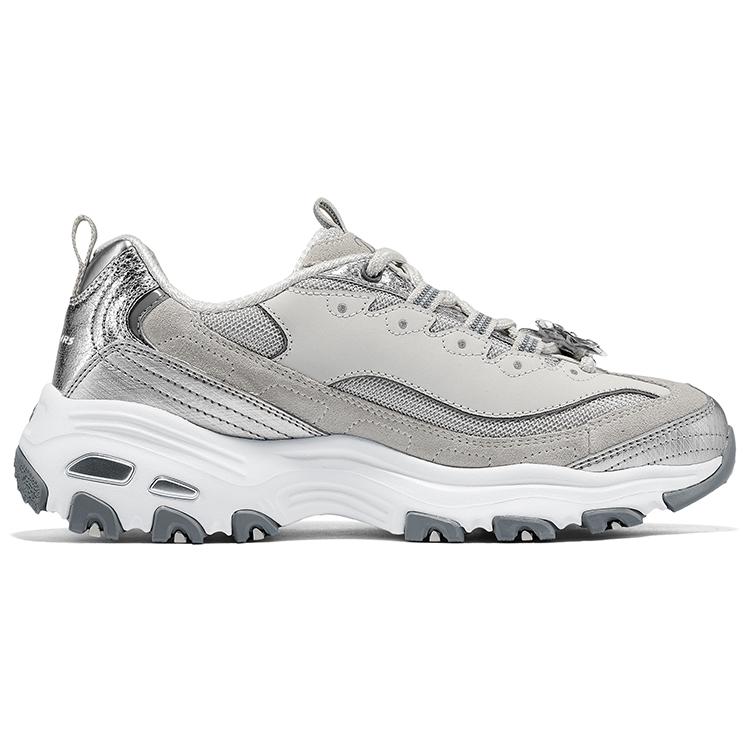 Skechers DLites 1.0 Scarpe Panda Comode Retro Ammortizzanti Resistenti Basse Scarpe da Papà Sneakers Donna Argento Oro 150720-NTSL