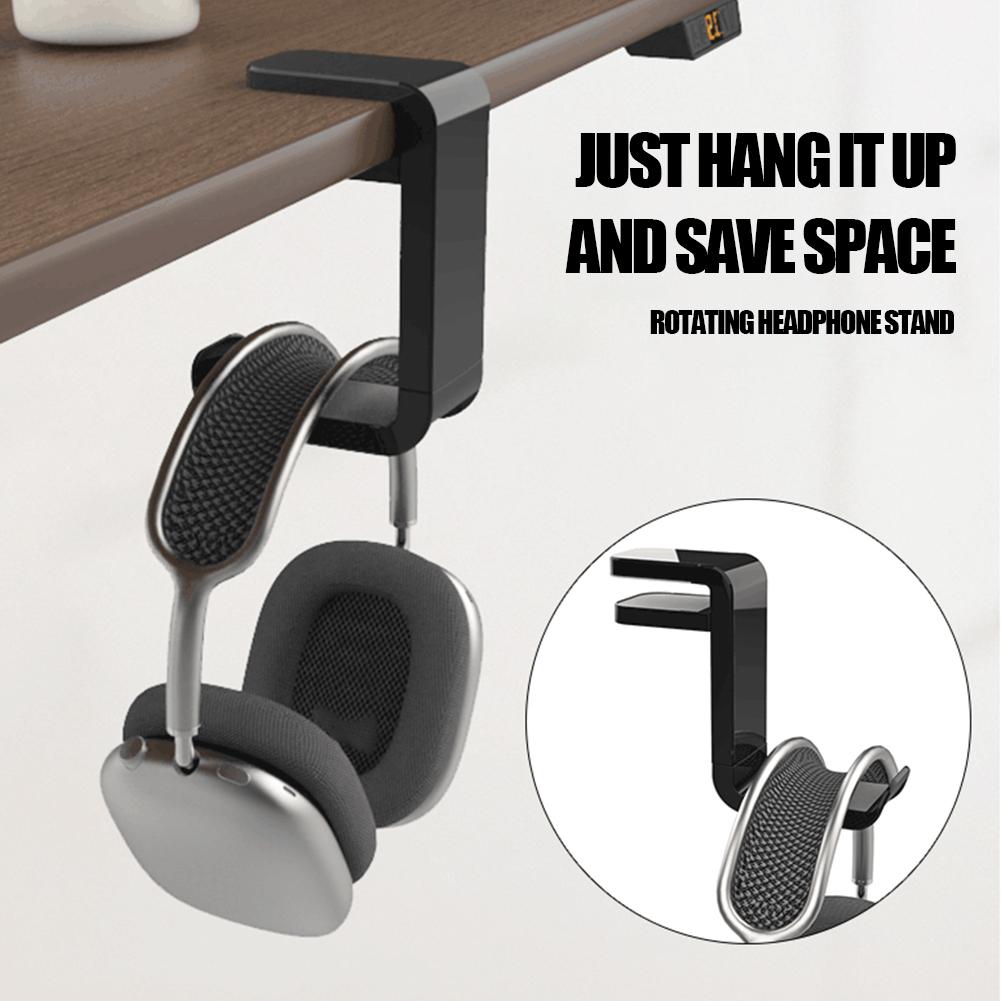 Headphone Stand 360. Rotating Under Desk Storage Earphone Hanging Headset Headset Gaming Holder S9U0