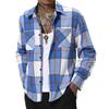 Men's Casual Long-Sleeve Shirt - Plaid Turn-Down Collar Double-Pocket Button-Down Versatile Dress Shirt